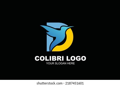 initial Letter D colibri  logo