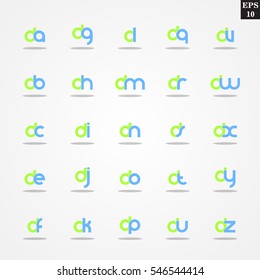 Initial letter D compilation from A to Z lowercase logo design template colorful