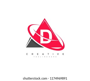Initial Letter D Corporate Modern Triangle Swoosh Logo