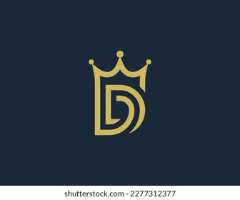 initial Letter D Crown Logo Concept sign symbol icon Element Design. Luxury Alphabet Logotype Monogram. Vector illustration logo template