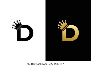 initial letter D crown logo, king royal brand company logo design vector template