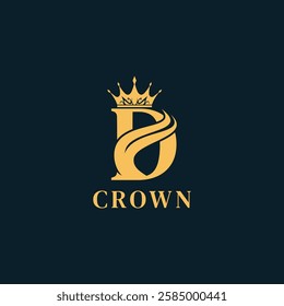 Initial letter D with Crown logo design. Initial identity logo. crown and D logo design vector template