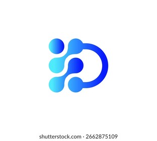 Letra inicial D Data Tech Logo Design