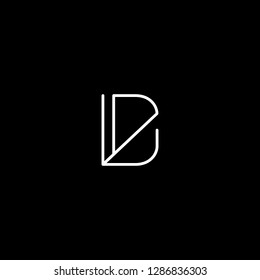 Initial letter D DD minimalist art logo, white color on black background.