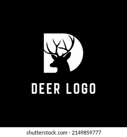 Initial letter D deer logo design template