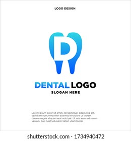 Initial Letter D Dental Logo Design Template