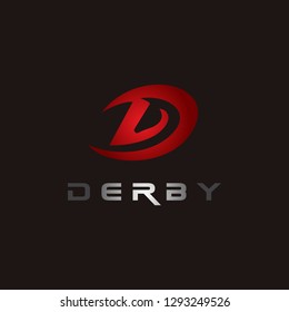 Initial Letter D Derby Domestic Horse Silhouette for Racehorse Stable logo design