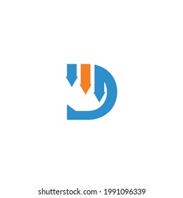 Initial letter D for descending graph. Fit for your company logo