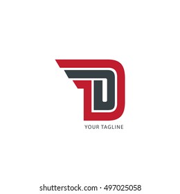 Initial Letter D Design Logo Red Black