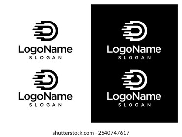 Initial Letter D Digital Logo Design Vector Template