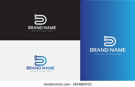 Initial Letter D Digital modern minimalist Logo Design Template
