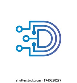 Initial Letter D Digital Tech Logo Design Template