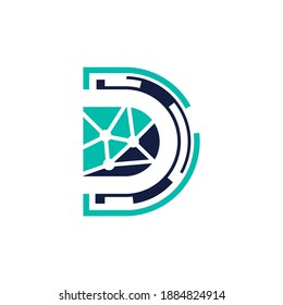 initial letter d for digital technology logo design concept