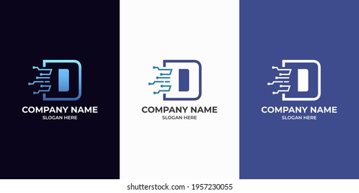 Initial Letter D digital technology logo design template. Illustration vector graphic of letter with dot connection logo design concept. Perfect for Business corporate, more technology brand identity
