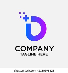 initial letter d for digital or technology logo