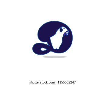 Initial letter D for dog logo vector