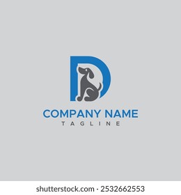 Initial Letter D Dog Logo Design vector Template
