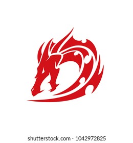 initial Letter D Dragon Tribal logo design inspiration