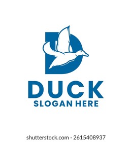 Initial letter D with Duck logo design vector icon template