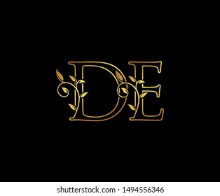 Initial letter D and E, DE, Gold Logo Icon,  classy gold letter monogram logo icon Suitable for boutique,restaurant, wedding service, hotel or business identity. 