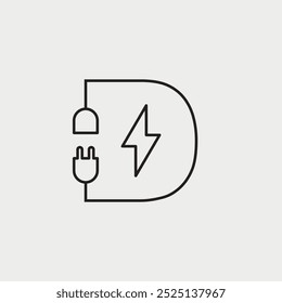 Initial Letter D Electricity Logo Design. Elektrisches Design Konzept Alphabet Schriftart. Vektorgrafik.