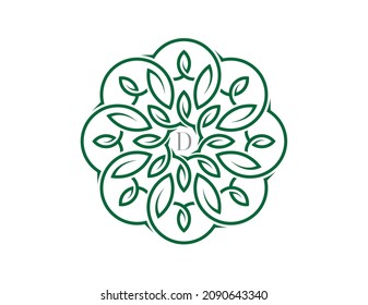 initial letter D Elegant Floral Logo Vector Design illustrations Template. 
Vector Logo design for natural products, flower shop, cosmetics, Organic, ecology concepts, health, spa.