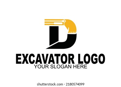 logotipo de miniexcavadora de la letra D inicial