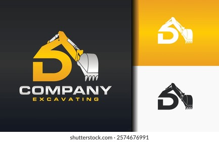 initial letter D excavator logo