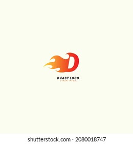 Initial letter D Fast speed, fire logo design template