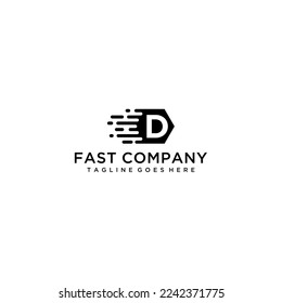 Initial Letter D Fast Speed Logo Design Template with a polygon shape
