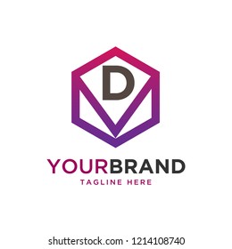 Initial Letter D Finance Logo Design with Hexagonal Shape