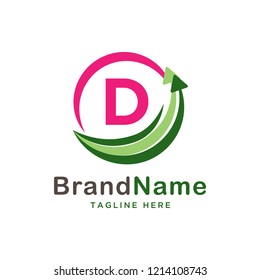 Initial Letter D Finance Logo Design with Arrow Illustration