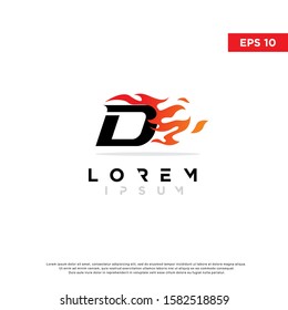 initial letter d fire speed logo. modern icon template design