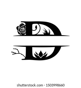Initial letter d floral graphic design template