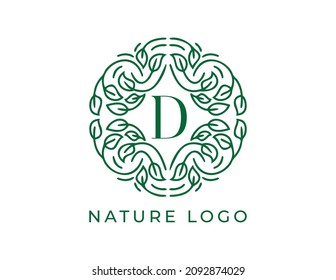 initial letter D Floral Logo Vector Design illustrations Template. 
Vector Logo design for natural products, flower shop, cosmetics, Organic, ecology concepts, health, spa.