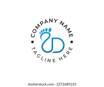 initial Letter D Foot Feet Care Clinic Logo Concept sign symbol icon Element Design. Podiatric Logotype. Vector illustration template
