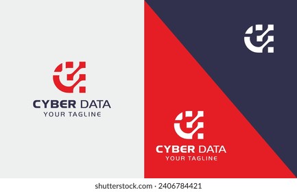 initial letter d framework with data wire structure modern logotype	