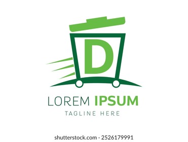 initial letter D with Garbage removal logo vector Template