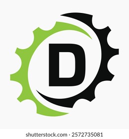 Initial Letter D Gear Logo Design Template. Automotive Gear Logo for Business and Industrial Identity