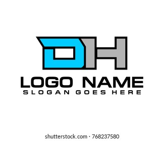 Initial letter D & H logo template vector