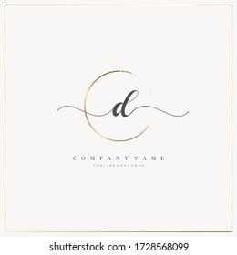 Initial Letter D handwriting logo hand drawn template vector, logo for beauty, cosmetics, wedding, fashion and business, and other