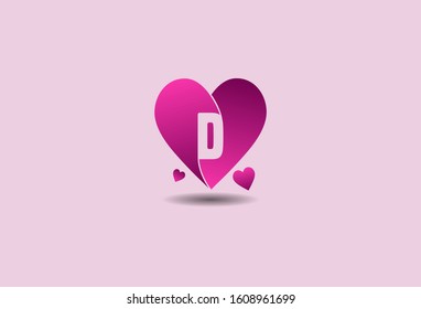 Initial Letter D with Heart logo design template. vector illustration