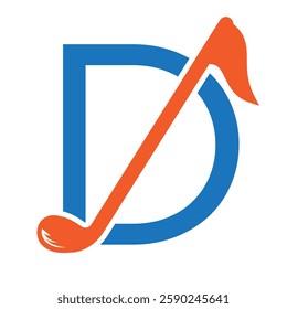 Initial Letter D Hockey Logo Concept With Hockey Stick Symbol Vector Template