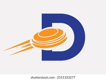 Initial Letter D Hockey Puck Logo Vector Template