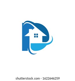 initial letter D home | house logo icon template 