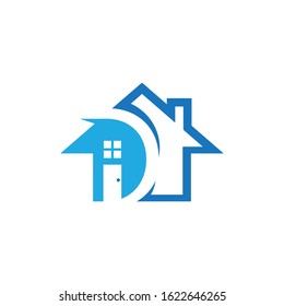 initial letter D home | house logo icon template 
