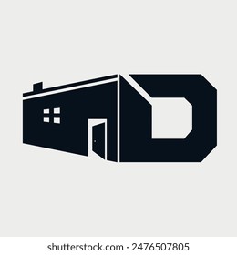 Diseño inicial del logotipo de la letra D Home o House. Diseño único y clásico de bienes raíces concepto alfabeto fuente. Ilustración vectorial.
