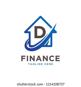 Initial Letter D House Finance Logo Design