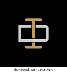 Initial letter D and I, DI, ID, overlapping interlock logo, monogram line art style, silver gold on black background