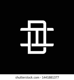 Initial letter I and D, ID, DI, overlapping interlock monogram logo, white color on black background